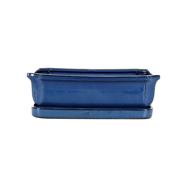 Luso Bonsai Vaso de Bonsai Rectangular + Prato 26*21*7,5 cm Azul - Yixing - 85452
