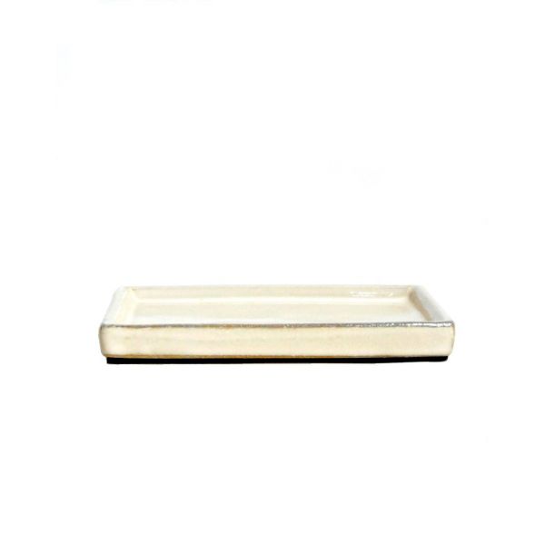 Luso Bonsai Prato Cerâmico Rectangular 16*12*1,5 cm Creme - 86663