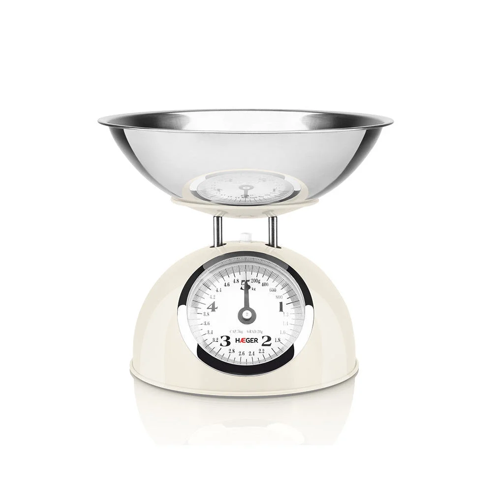 Balança de Cozinha HAEGER Pastel Cream | 5kg, 20g, Aço Inox