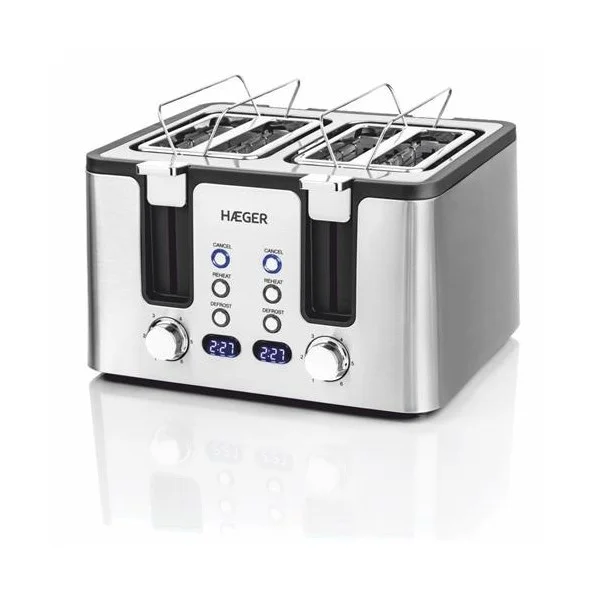 Torradeira HAEGER Otimus Toast - 4 Aberturas, 1700W, Inox