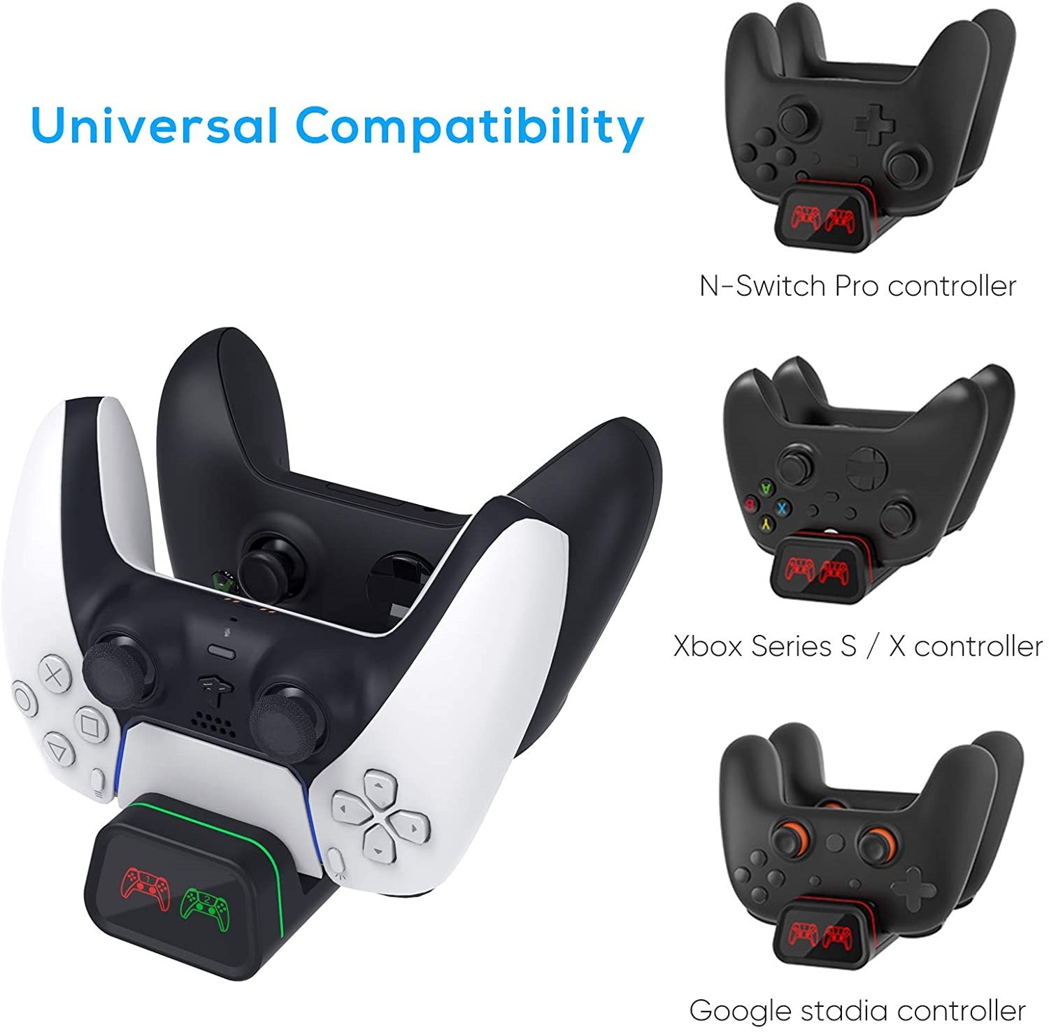 Carregador Duplo Universal para comandos PS5, Xbox Series e Switch PRO