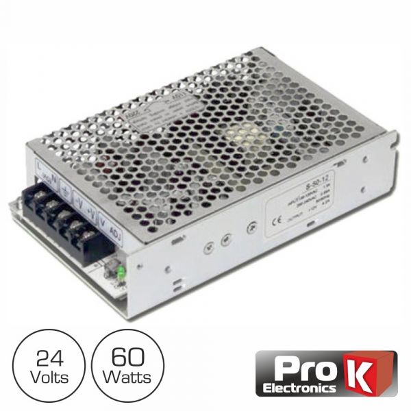 ProK Electronics Fonte de Alimentação Industrial 220VAC 24VDC 2.5A 60W