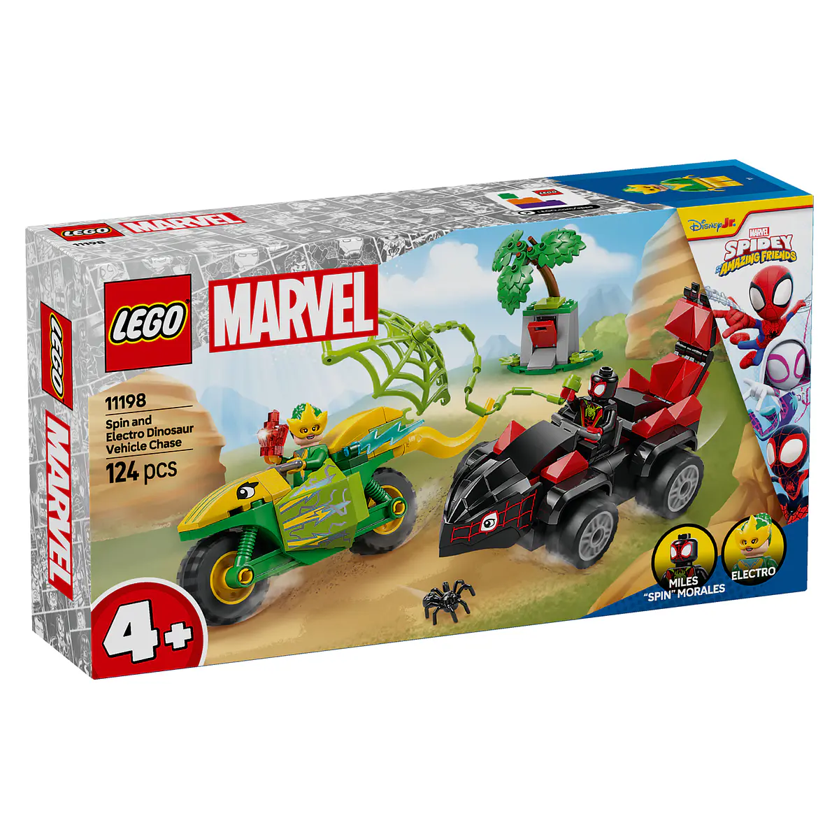 LEGO Marvel Spin e Electro – Perseguição em Veículos Dinossauros - 11198