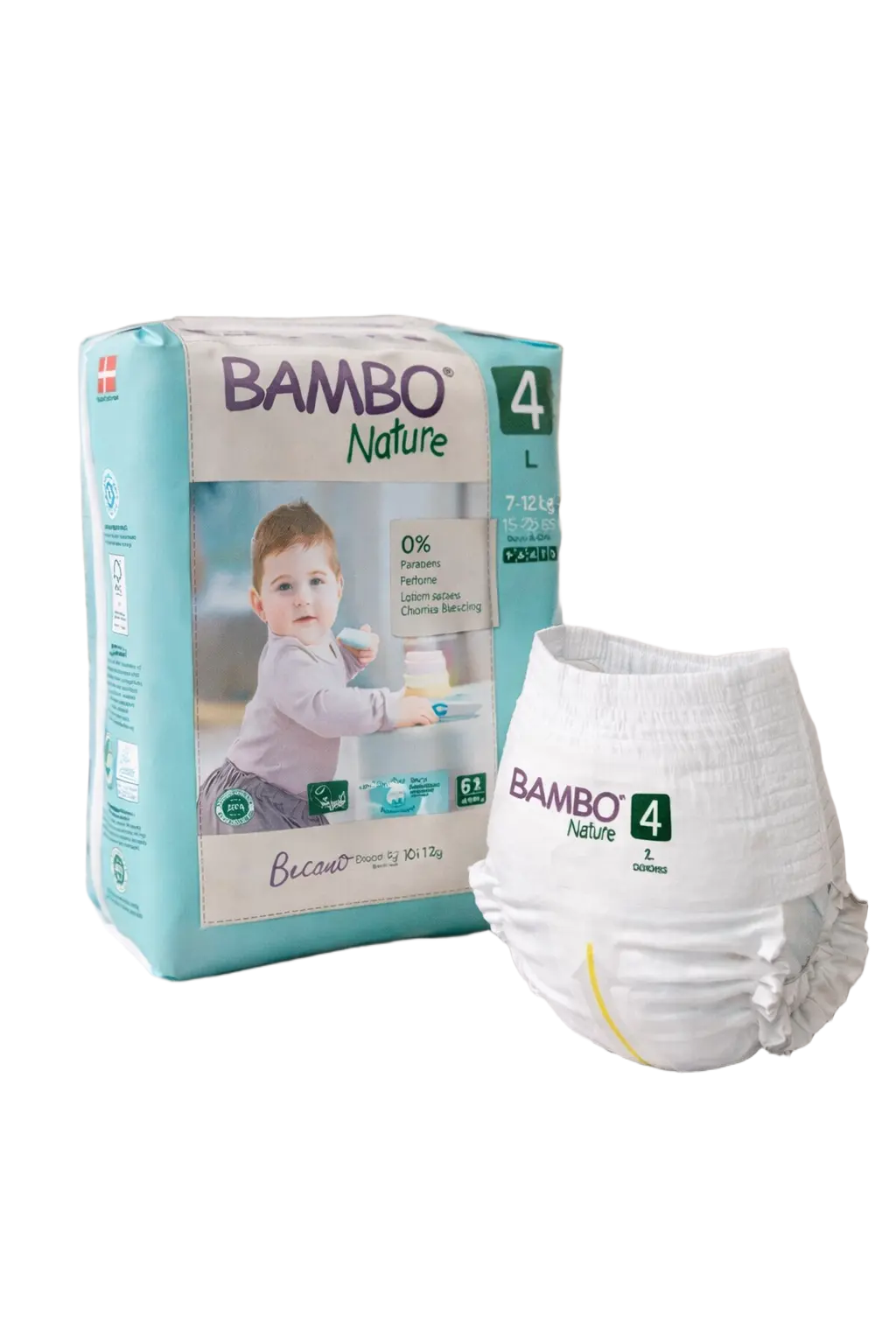Fraldas Cueca Bambo Nature T4 7-14 kg 20 unidades
