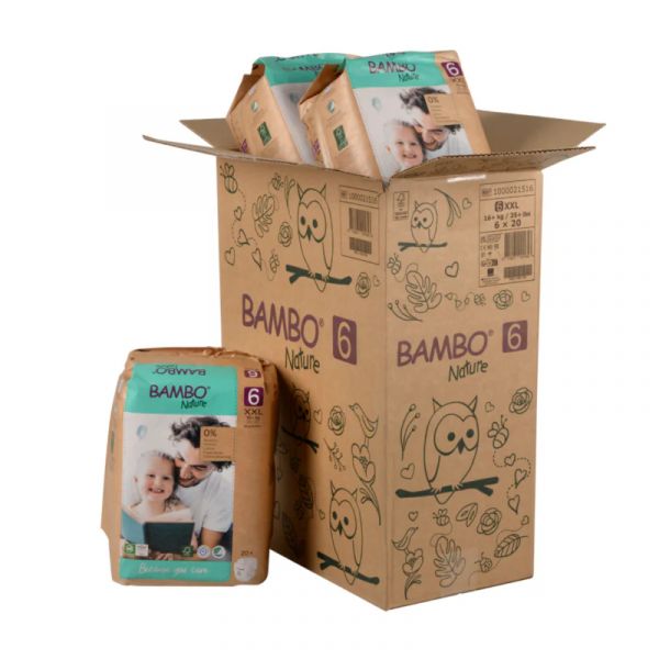 Fraldas Bambo Nature Tamanho 6 XXL (+16Kg) 6x20 Uni.