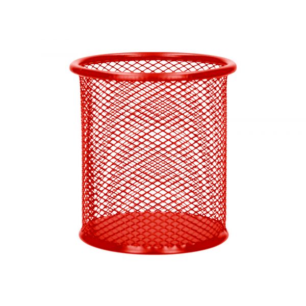 Q-Connect Porta Lápis Redondo Metálico Rede Vermelho KF00882