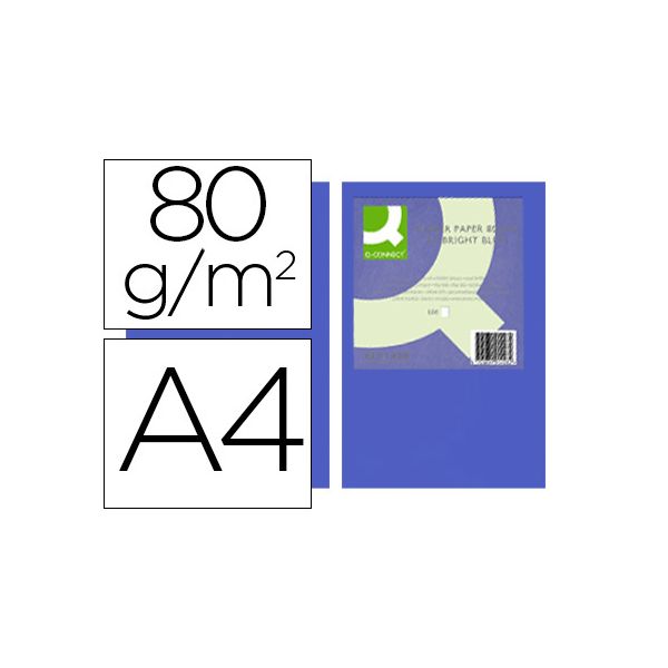 Q-Connect Resma 500 Fls Papel A4 80g Azul Intenso - KF01428