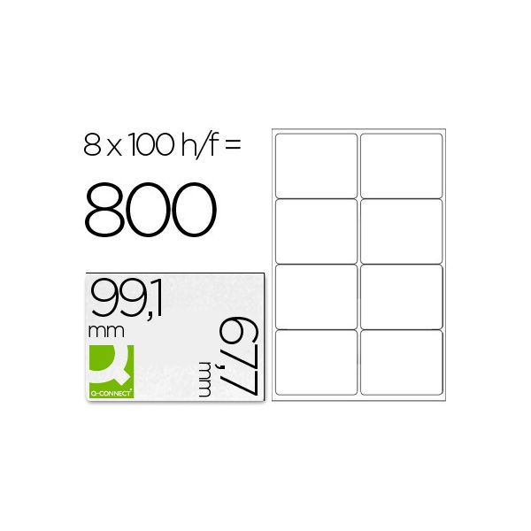 Q-Connect 100 Fls Etiquetas Adesivas A4 99,1x67,7mm - KF01588