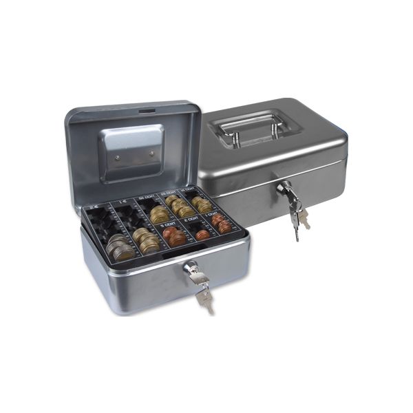 Q-Connect Cofre c/ Bandeja p/ Moedas 200x90x160mm Silver - KF03320