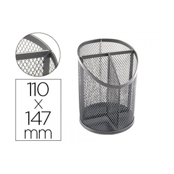 Q-Connect Porta-Lápis Rede Metal Prata com 3 Compartimentos