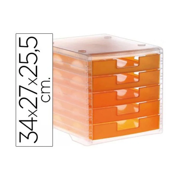 Q-Connect Módulo de Secretária 34x27x25.5cm 5 Gavetas Laranja