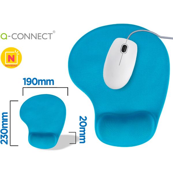 Q-connect Tapete para Rato com Apoio de Pulsos de Gel Turquesa