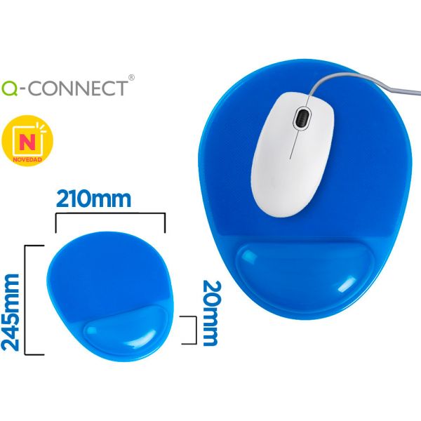 Q-connect Tapete para Rato com Apoio de Pulsos de Gel e Pvc Azul
