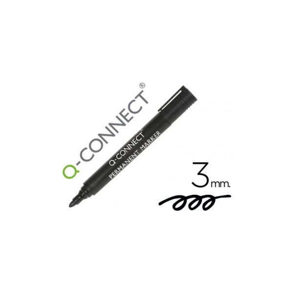 Q-connect Marcador Permanent Ponta Redonda 3mm Preto 1 Un.