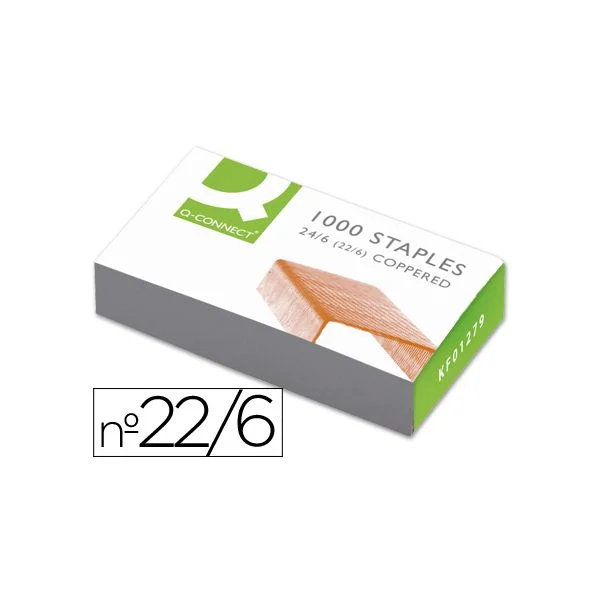 Q-Connect Caixa 1000 Agrafos n 22/6 Copper - KF01279