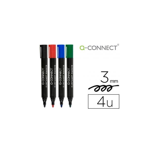 Q-connect Marcador Bloco Congresso Estojo de 4 - KF01551