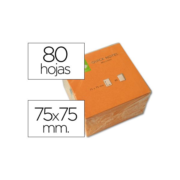 Q-Connect Bloco Notas Adesivas 75x75mm Neon Laranja
