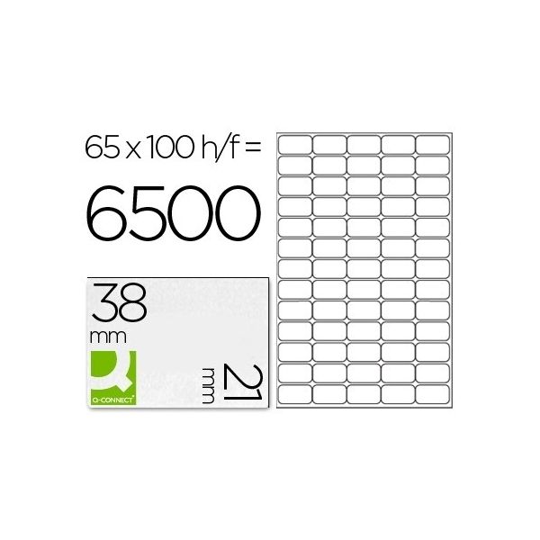 Q-Connect 100 Fls Etiquetas Adesivas 38.1x21.2cm - Caixa de 5 unidades
