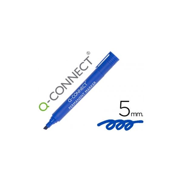Q-connect Marcador Permanente Ponta Biselada 5mm Azul - KF26043