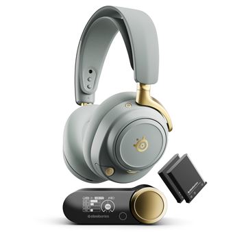 SteelSeries Arctis Nova Elite Sage & Gold Headset Wireless para jogos