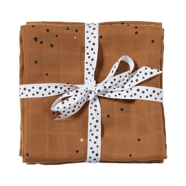 Done By Deer Conjunto de 2 Musselinas (120 X 120 cm) Dreamy Dots Cor de Mostarda