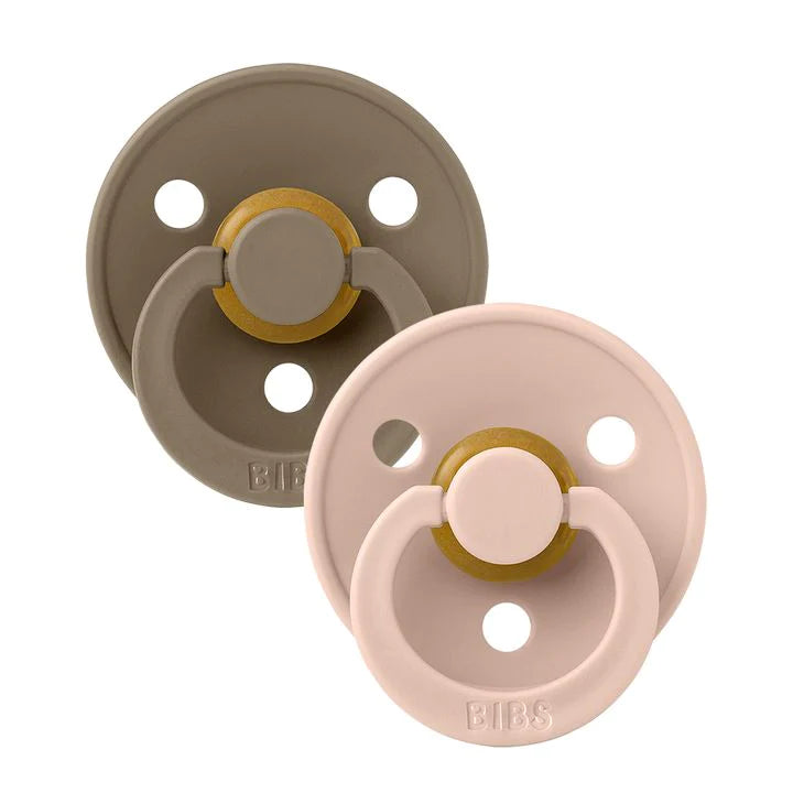 BIBS Chupetas 0-6 Meses Dark Oak/Blush x2 – Chupetas Clássicas em Borracha Natural