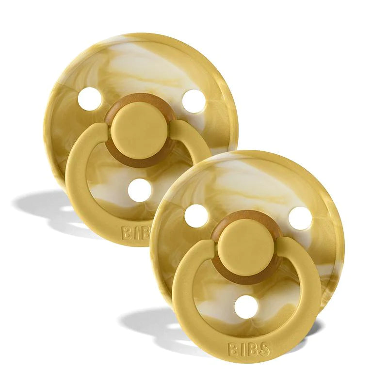 BIBS Chupetas 0-6 Meses Mármore Mustarda/Ivory x2 – Borracha Natural