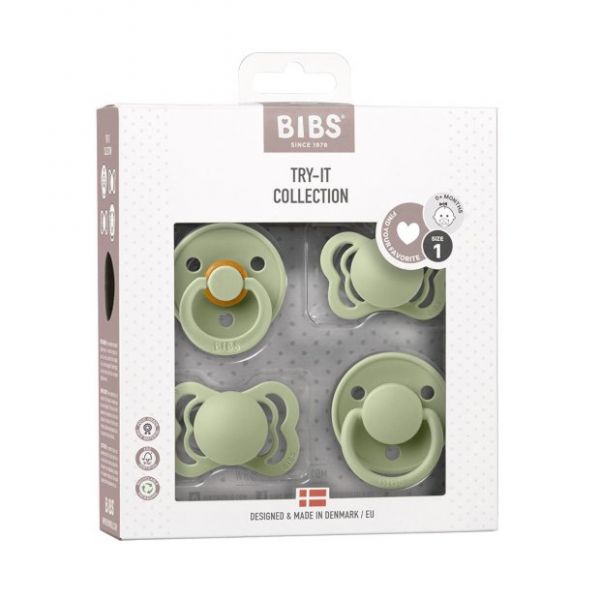 Bibs Conjunto 4 chupetas 0-6M Try-It Sage