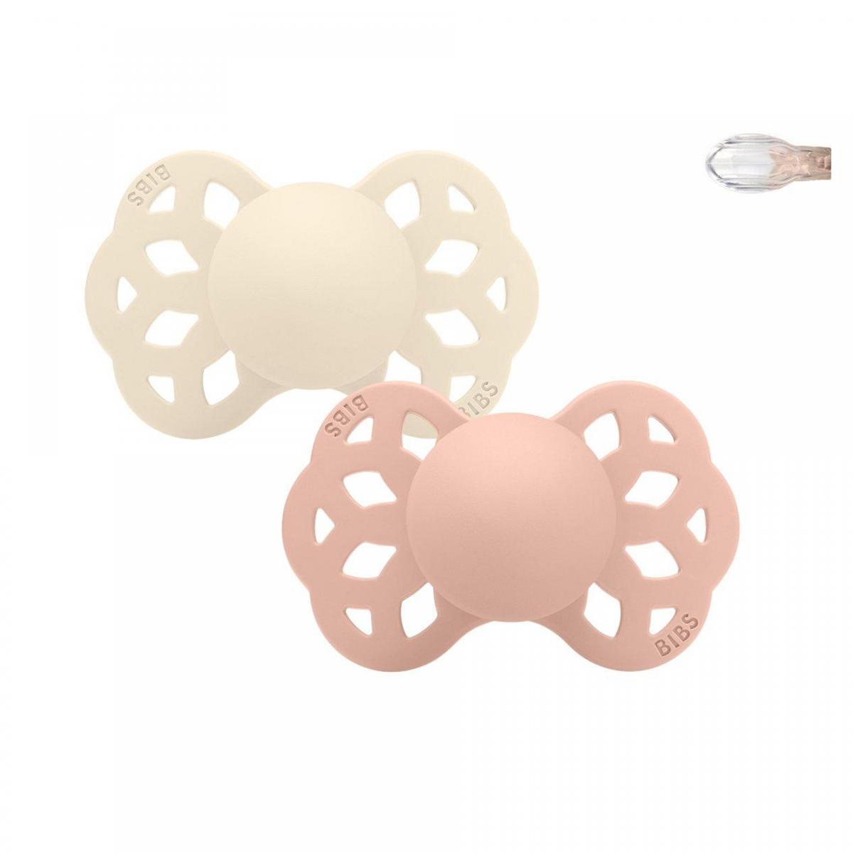 Bibs 2 Chupetas Silicone Infinity Symmetric 0-6M Ivory/blush