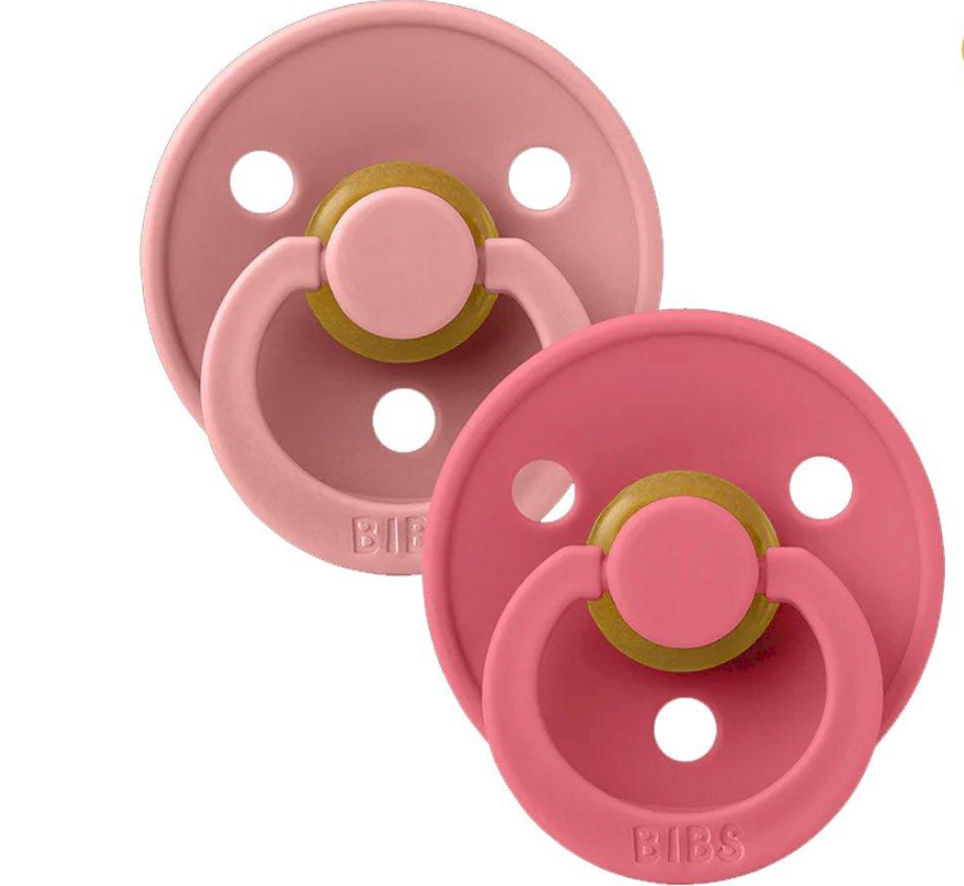 BIBS Chupetas 0-6 Meses Dusty Pink/Coral x2 | 100% Borracha Natural