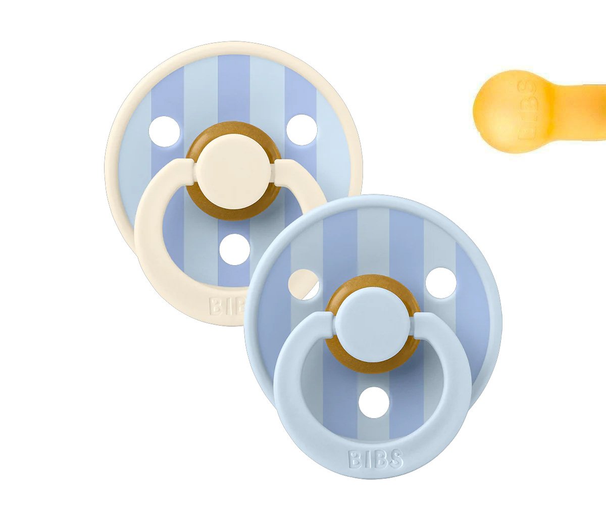 BIBS Chupetas 0-6 Meses Baby Blue/Dusty Blue x2 – Borracha Natural e Design Clássico