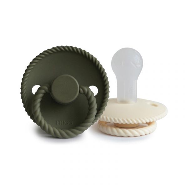 Frigg Rope Chupeta Silicone Verde/bege 0-6M