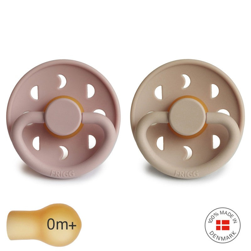 FRIGG Chupetas 0-6 meses Moon Látex Blush/Croissant x2