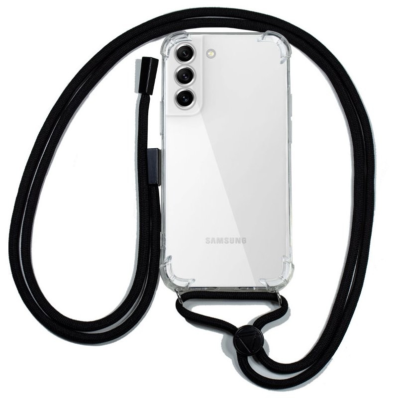 Capa silicone Transparente Samsung S22 Cordão Preto