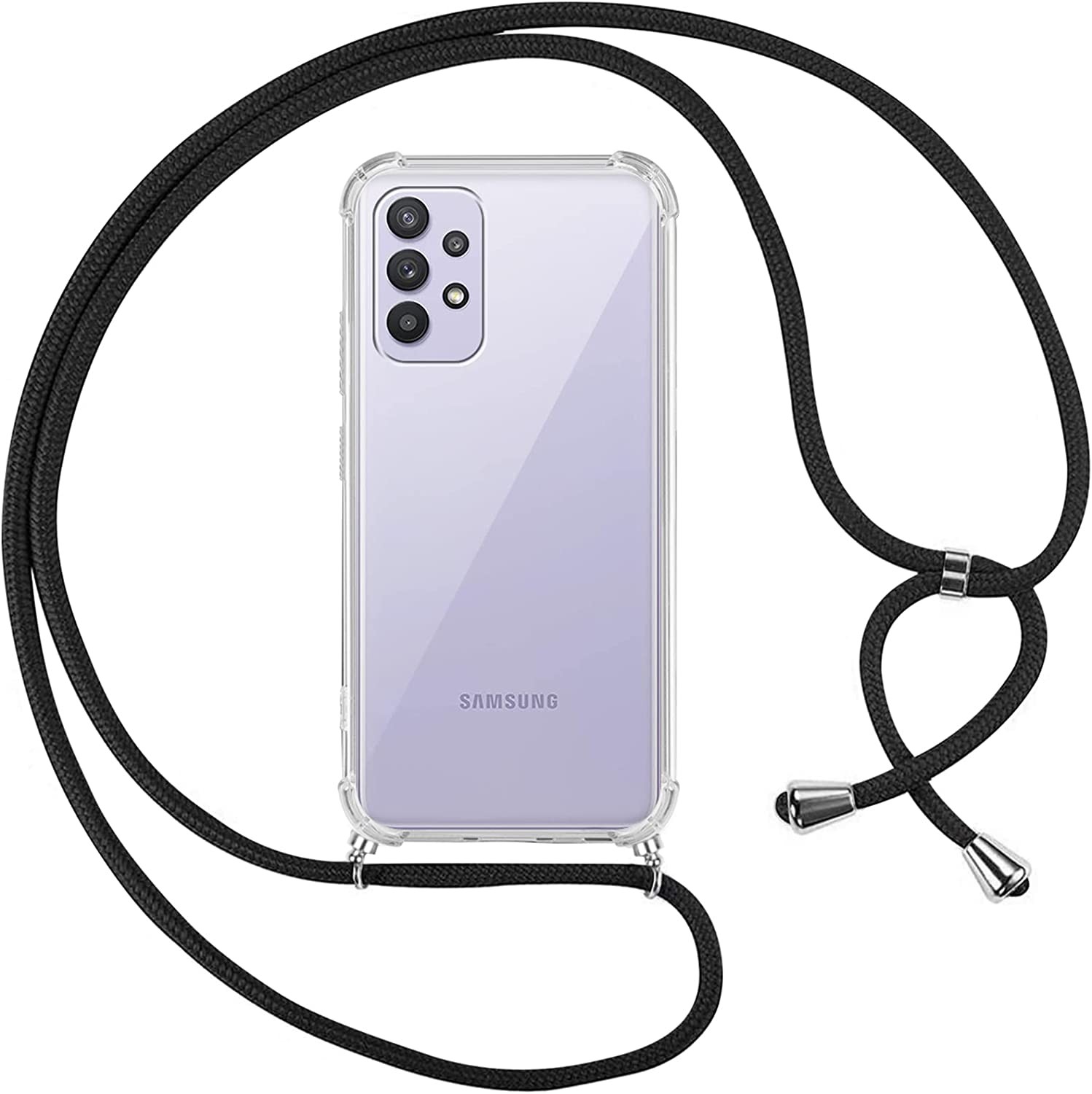 Capa Silicone Transparente Samsung Galaxy A32 4G Cordão Preto