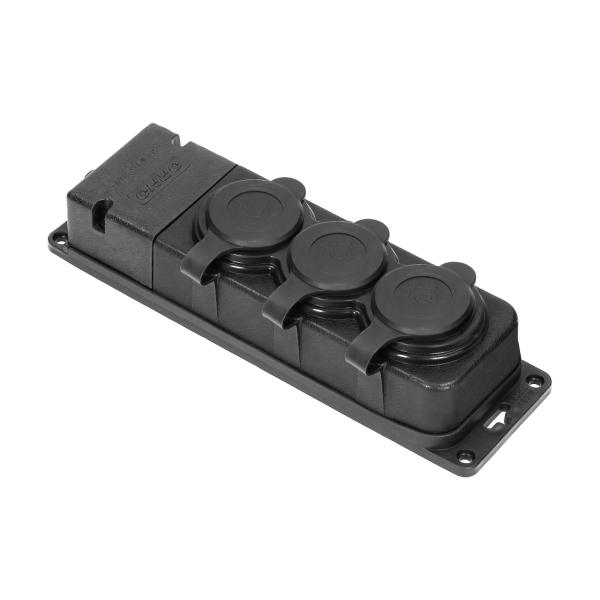 HEAVY-DUTYEXTENSION SOCKET , RUBBER,IP44, 3 SCHUKO SOCKETS,FLAME-RESISTANT CASING