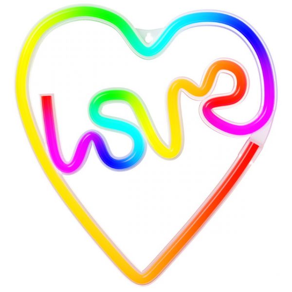Neon LED C/ Comando Rgb Love In Heart USB - MI235693