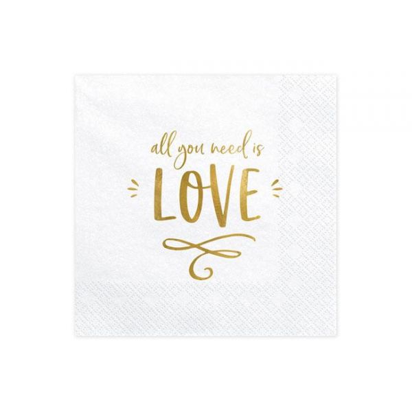 Partydeco Guardanapos Brancos All You Need Is Love - 530102705