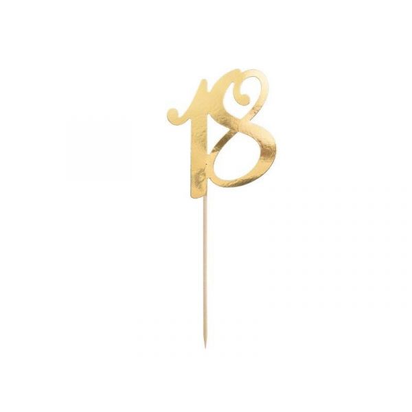 Partydeco Topo de Bolo "18" Dourado - 3360932