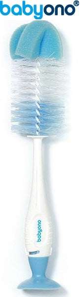 Baby Ono - Escova para biberões e tetinas com ventosa e mini escova retrátil azul
