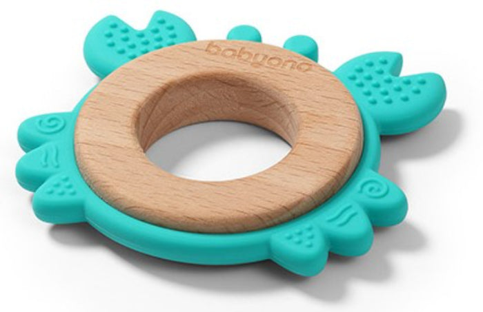 Mordedor de madeira e silicone Baby Ono Crab Menta