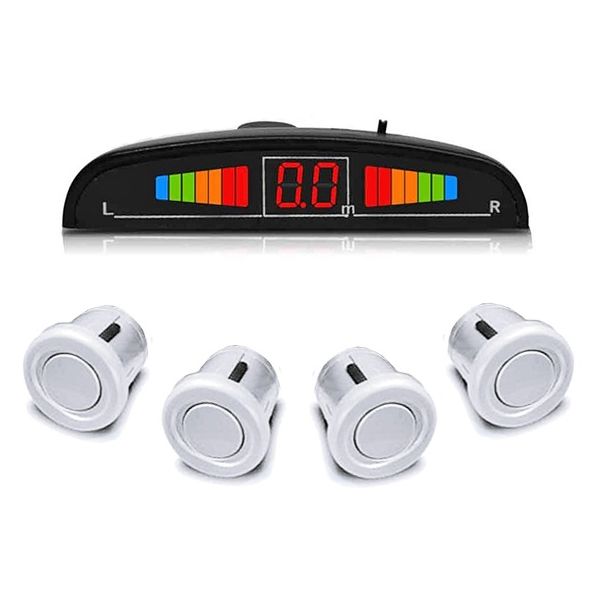 M-tech Kit 4 Sensores Estacionamento de Automóvel c/ Display (Branco) - SENS-DPY-WH
