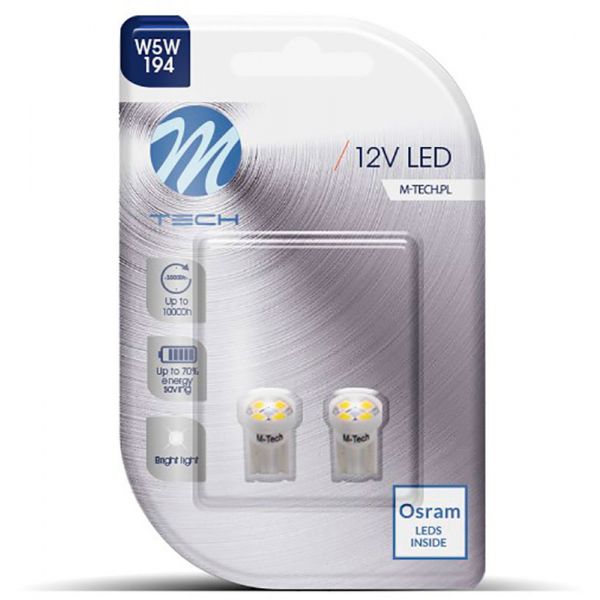 M-tech Kit 2 Lâmpadas LED W5W 12V/0.32W 6000K Basic 6000K - 16.LB017WO