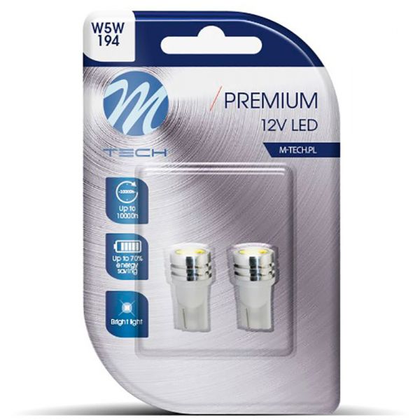M-tech Kit 2 Lâmpada LED W5W 12V/0.5W 6000K Premium 6000K - 16.LB014W