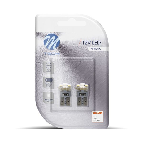 M-tech Kit 2 Lâmpadas LED W5W 12V/0.32W 6000K Classic 6000K - 16.LB069WO