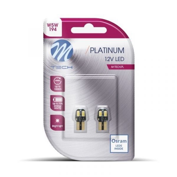 M-tech Kit 2 Lâmpadas LED W5W 12V/2W 4xSMD5630 6000K Platinum 6000K - 16.LB806WO
