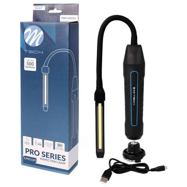 M-tech Lanterna led Flexível de Inspeção "2-EM-1" Magnética Premium 5W Cob usb Recarregável 500Lm - ILPRO105