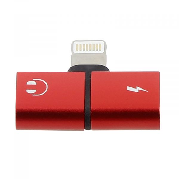Avizar Adaptador iPhone Áudio e carga 2 em 1 para iPhone/iPod/iPad Vermelho