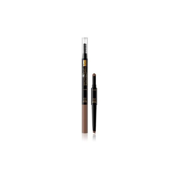 Eveline Brow Styler Lápis para Sobrancelhas 3 em 1 Tom 02 Dark Brown 1,2g