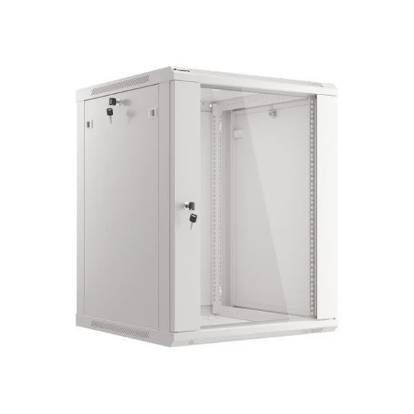 Lanberg Armário Rack Mural 19" 15U 600x600 Flat Pack Cinzento Porta Vidro